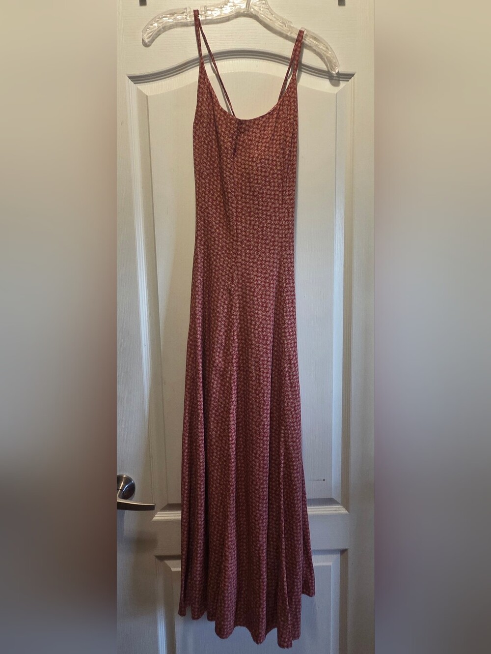 Vintage 90s Ann Taylor Made in USA 100% Rayon Geometric Maxi Slip Dress 10